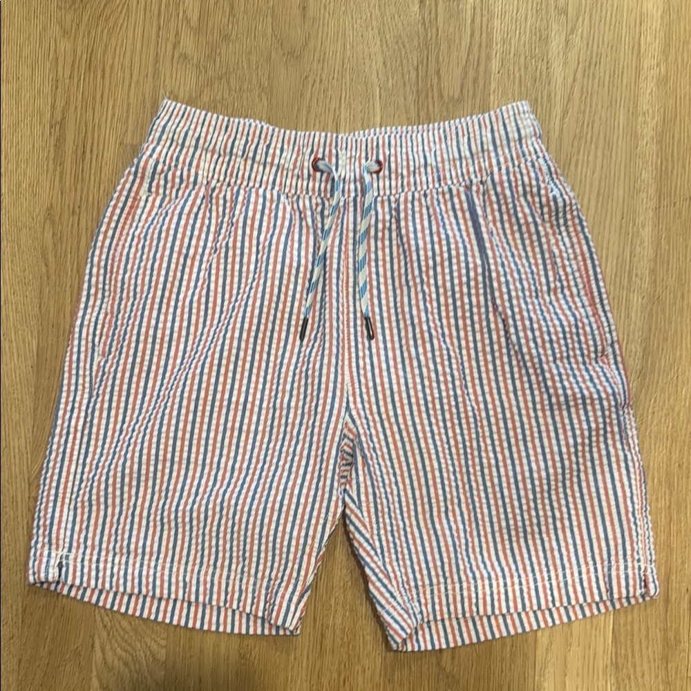 EUC Crewcuts red white and blue seersucker swim trunks size 12